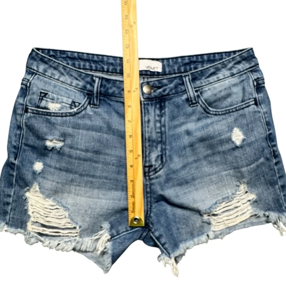 Vervet High Rise Distressed Jean Shorts Womens Small‎ Blue Denim #VT371 Cotton
